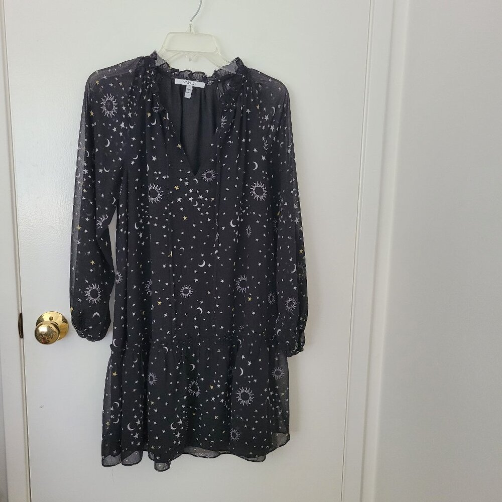 DEREK LAM 10 CROSBY Juno Celestial Chiffon Trapeze Dress